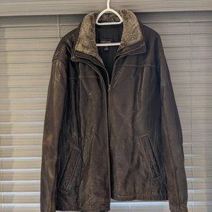 Danier Men's Brown Leather Jacket Coat Size 2 XL Tall